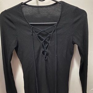 Black lace up long sleeve